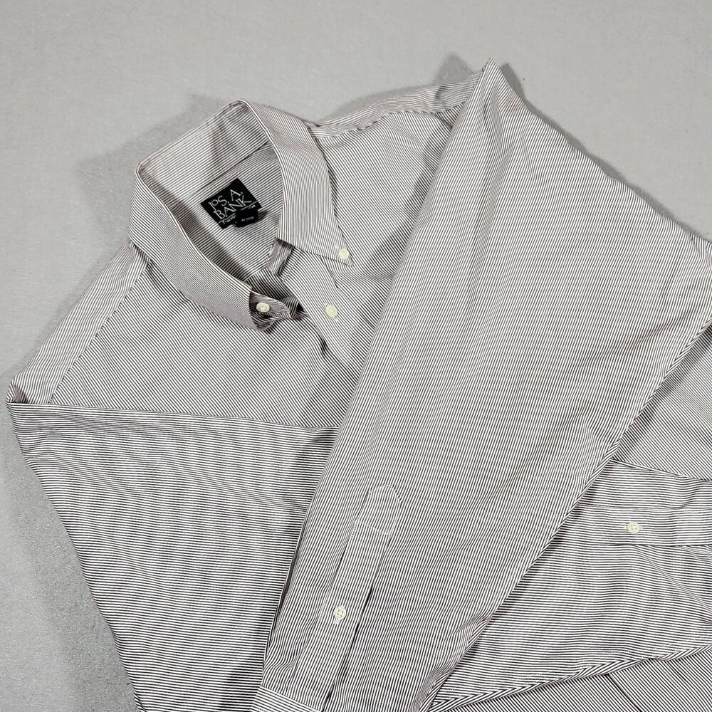 Jos. A. Bank Traveler's Collectiton Black and White Stripes Mens Shirt Size 17